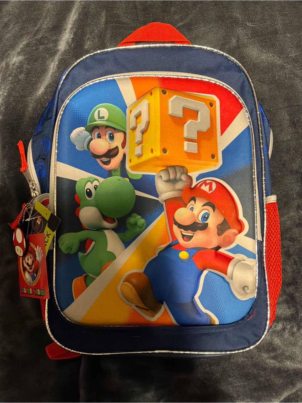 Official Nintendo Super Mario Backpack With Keychain Water Resistant Reflective